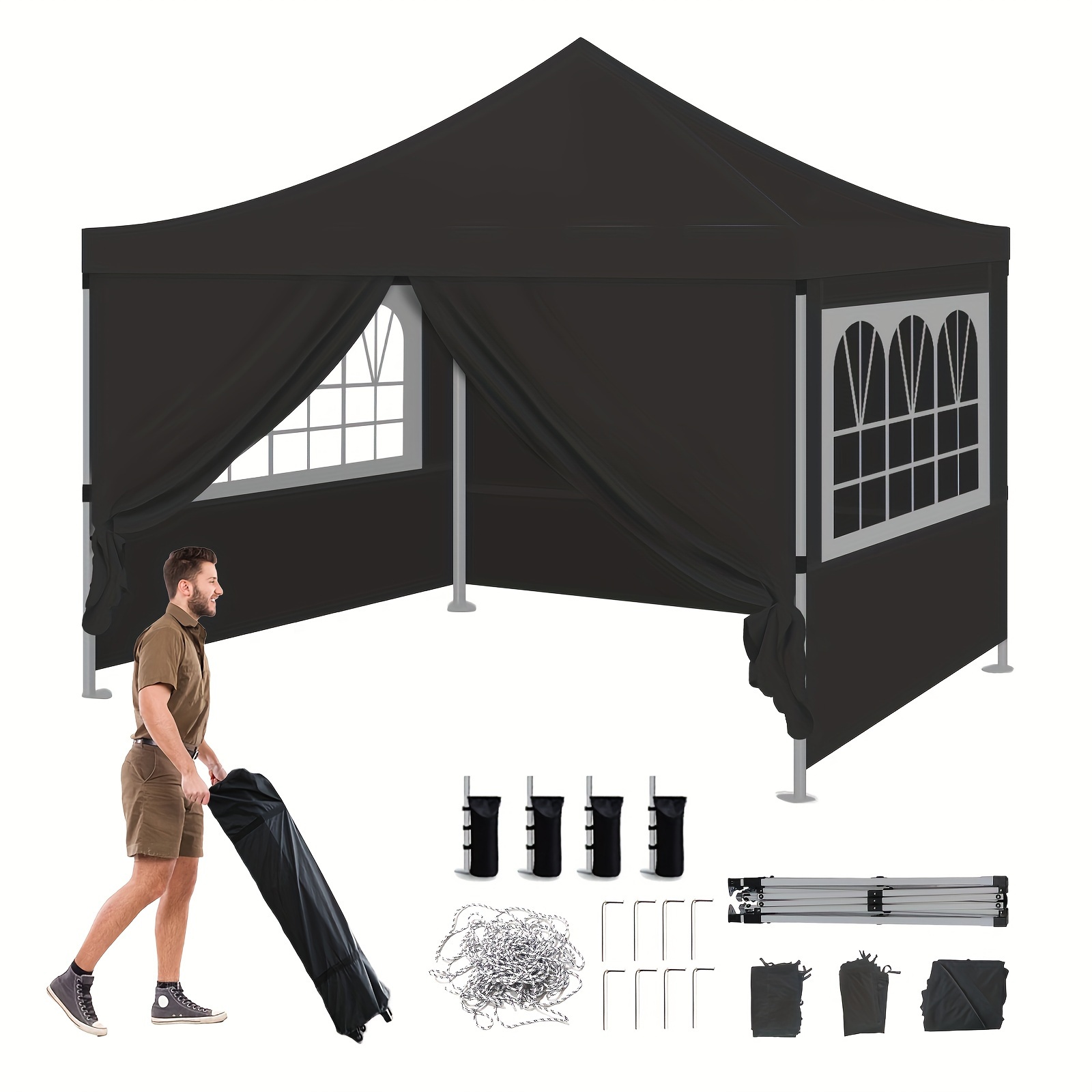 

10x10 Canopy Tent, Heavy Duty Pop Up Canopy Tent With 4 Sidewalls And Bag Outdoor Large Party Tent Easy Up Event Tent Portable Install Gabezo For Commercial Wedding Bbq