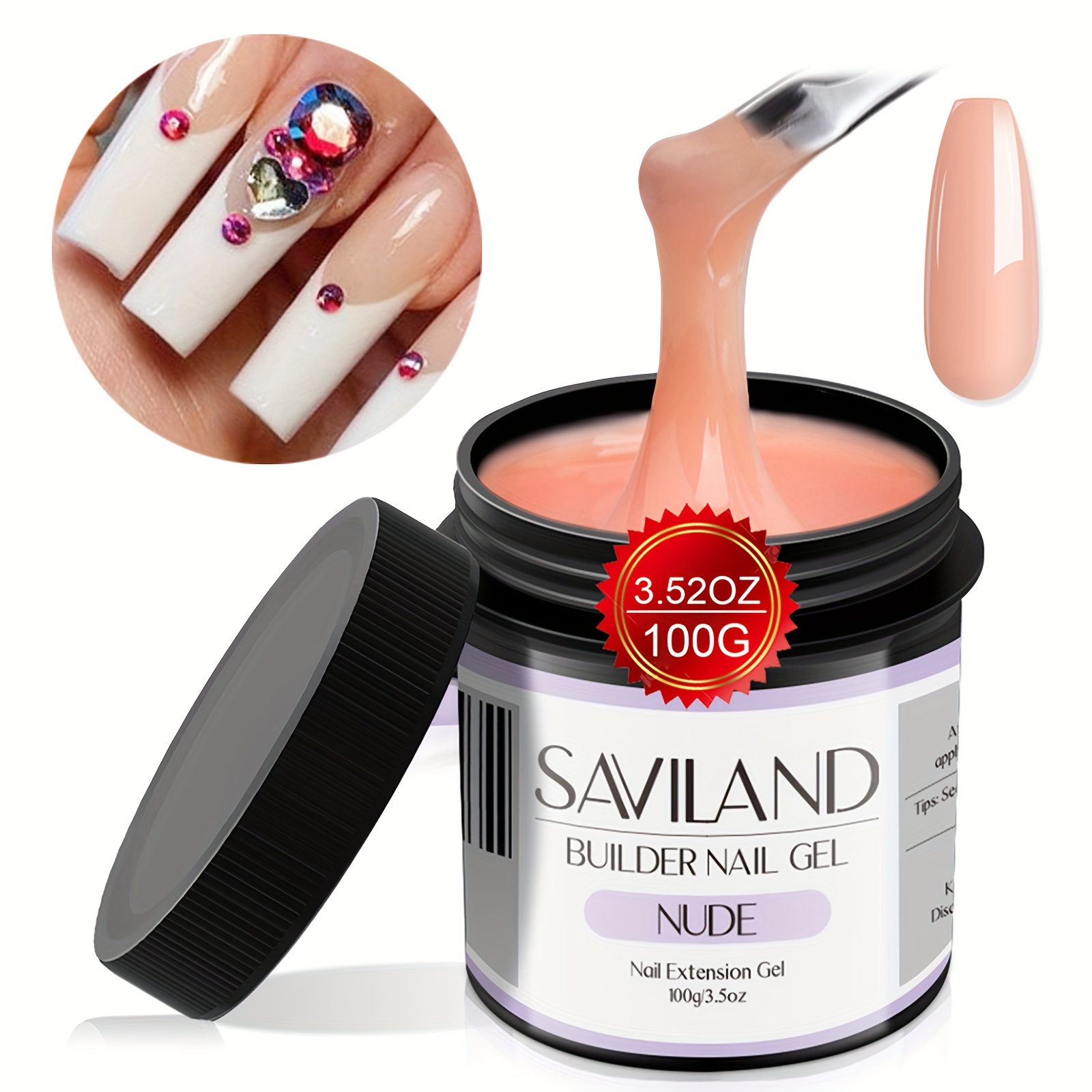 

Saviland 100g Builder Nail Gel U V - 3.5oz Nude Hard Gel For Nails High-capacity For Nail Extension Enhancement Strengthen U V Gel Carving Diy Nail Art Manicure Set