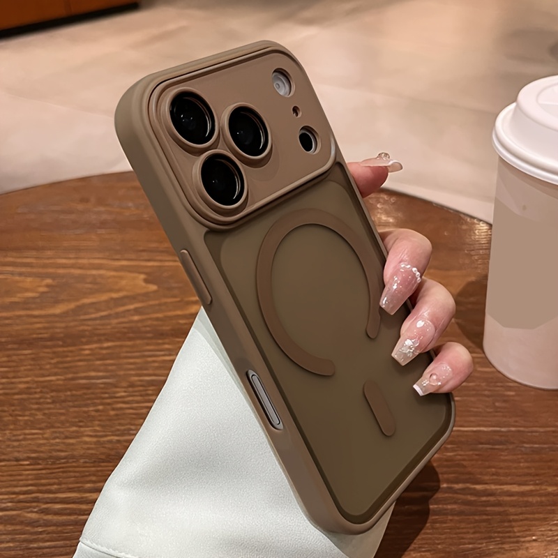 TEMU Étui de téléphone : Étui de luxe magnétique mat blindé à recharge fil pour iPhone 18/17/16/15/14/13/12//Pro Max/17 Air/16e avec coque arrière