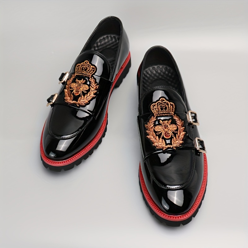 Men'S Embroidered Slip-On Loafers, British Casual Business Shoes.