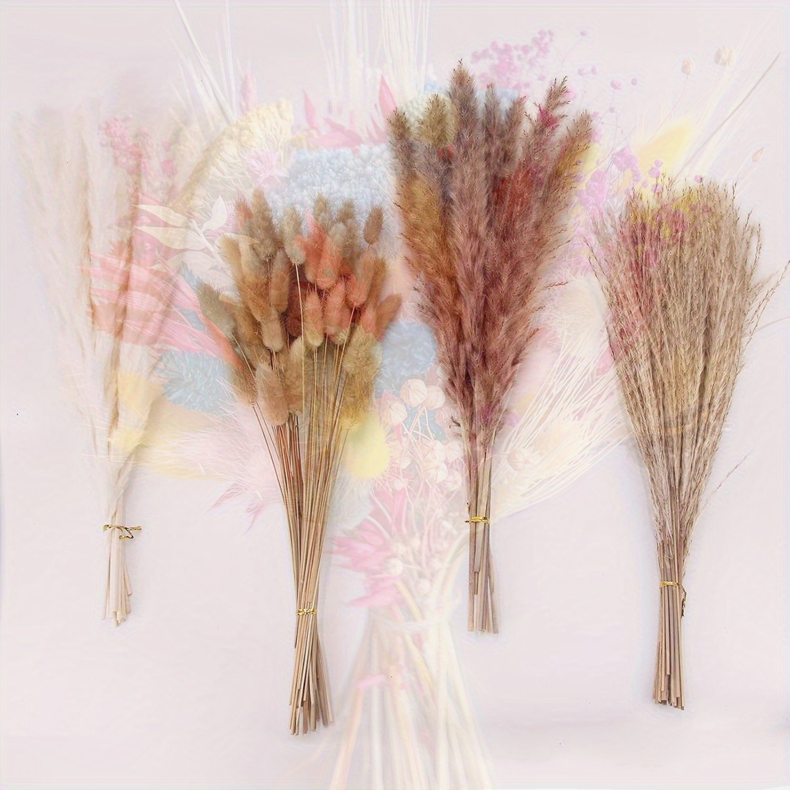 TEMU 199pcs Grass For Weddings - Full Fluffy Plumes, Rustic Boho Vase Filler, Wedding & Event Decor, Table Centerpiece, / Decoration, Grass (pampas
