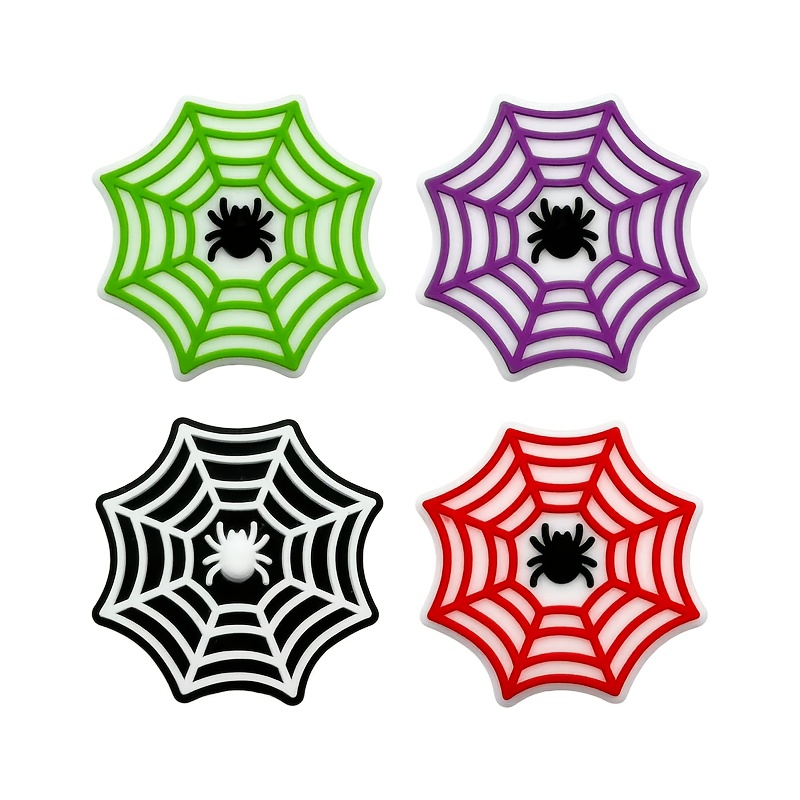 TEMU 4pcs New Web Irregular Silicone Resin Flat Bead, Multicolor Web Printed Patterns, With Central Elements, Resin Glossy Surface, Suitable For
