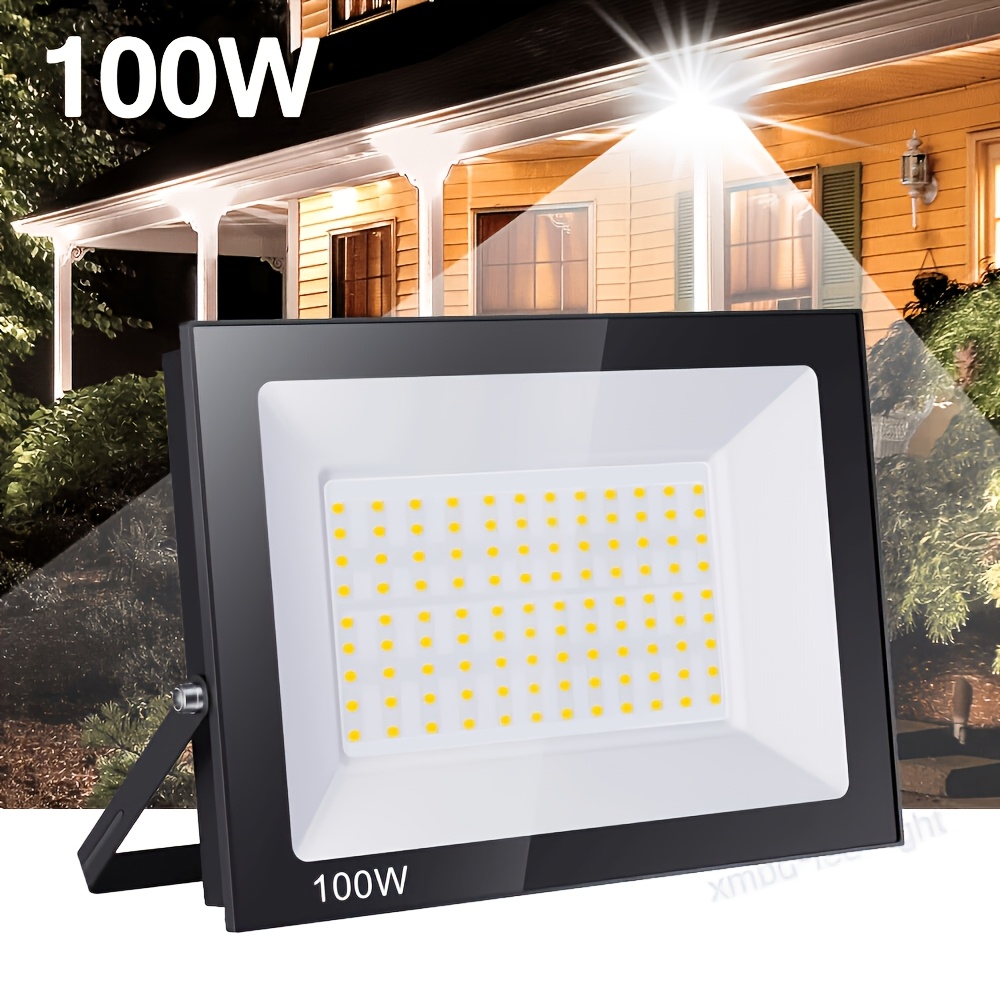 TEMU Projecteur LED 100W, Super Lumineux 6500K pour Extérieur & Intérieur - Lampe de Sécurité pour Garage, Jardin, Cour, Entrepôt, , Parking, Ampoule
