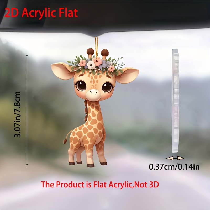 

Acrylic Cute Giraffe Hanging Ornament For Car Interior, Christmas Tree, Keychain, Backpack, Home Decor - 1pc