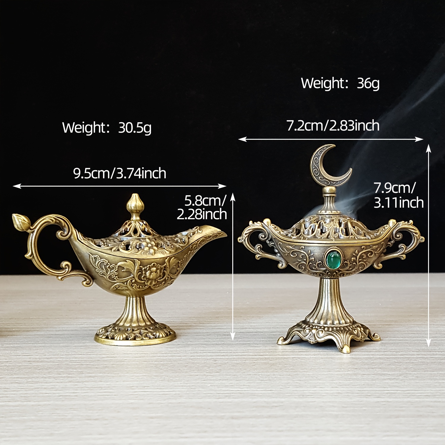 TEMU Ensemble de porte-encens de style moyen-oriental, porte-encens avec encensoir surélevé, couvercle de porte-encens de croissant avec ,
