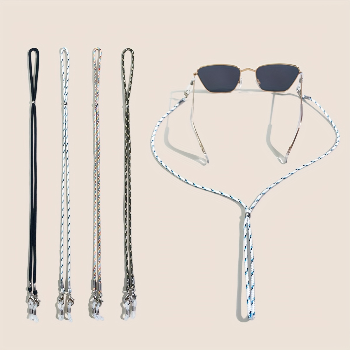 

4pcs, Fresh Cool Boho Style Colorful Glasses Straps, Adjustable Sunglasses Lanyards, Comfortable Practical Glasses Fixers, Outdoor Sports Eyewear Retainers