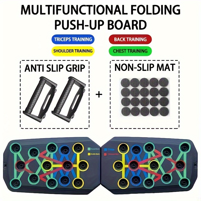 Lingpeng Portable Push-Up Board - Multifunctional, Foldable & Durable ABS for Strength Training & Chest Workouts, Color-Coded Muscle Focus details 1