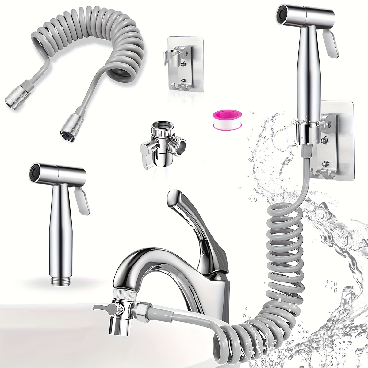 Stainless Steel Ergonomic Shower Head With Flexible Hose And Bidet Attachment, Halloween, Christmas Decorations
