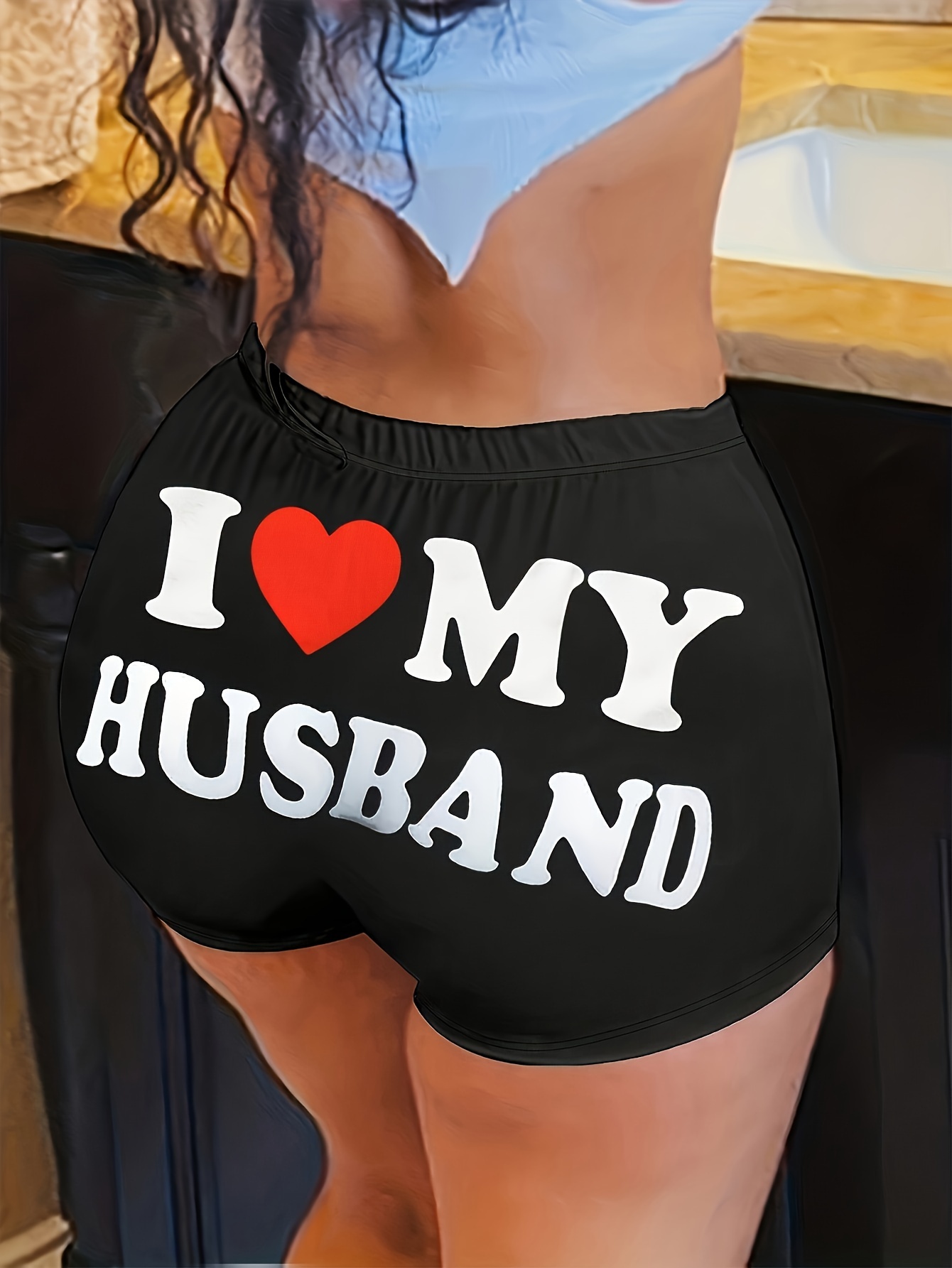 Valentine's Day Letter Print Shorts Women