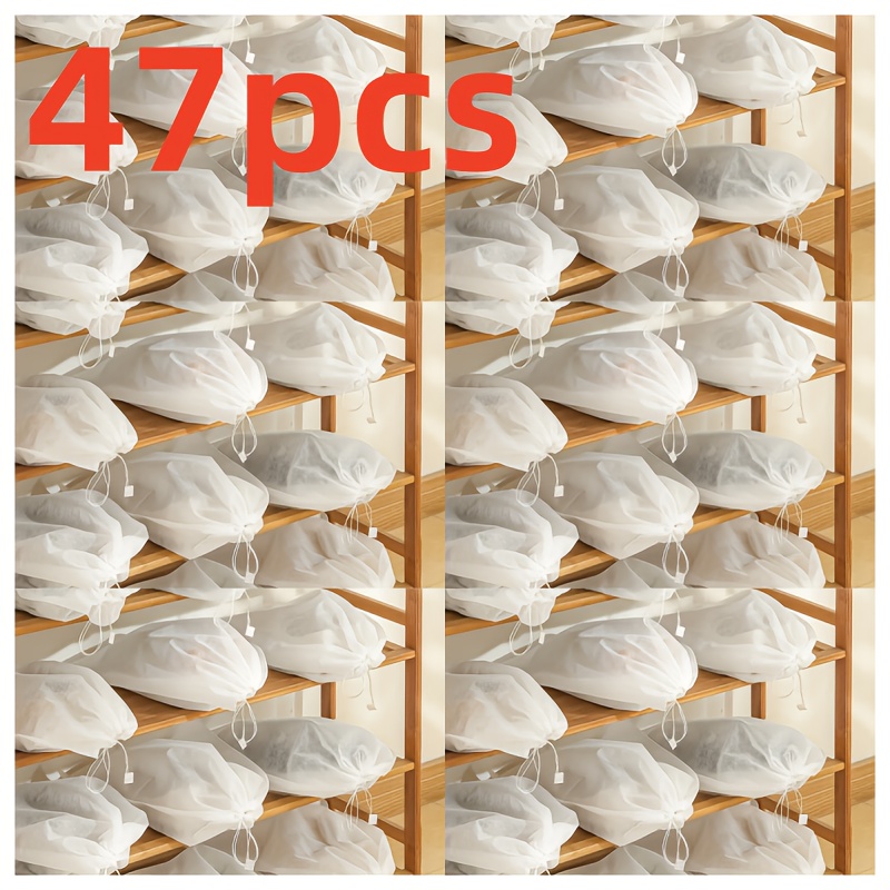 TEMU 17/47pcs Sacs de Rangement Légers et Portables pour Chaussures, Organisateur de Voyage Non-Tissé, Couvre-Chaussures Jetables, Adaptés aux , avec
