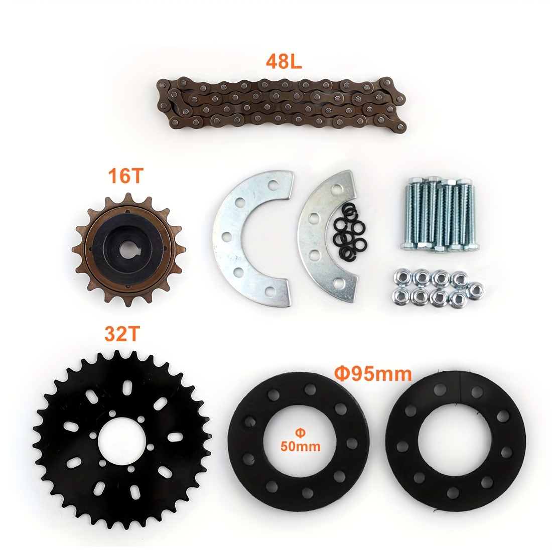 TEMU Bicycle Spoke Sprocket Bicycle Rear Wheel 32t Sprocket 16t Flywheel With Adapter For Motor My1016z Left Drive Motor Kit