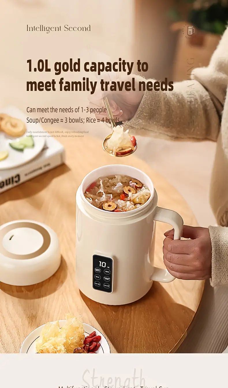 portable electric hot pot multifunctional stew pot for cooking soup rice desserts hot tea coffee large capacity nano grade   inner liner compact and convenient suitable for outdoors office home use Product details 4