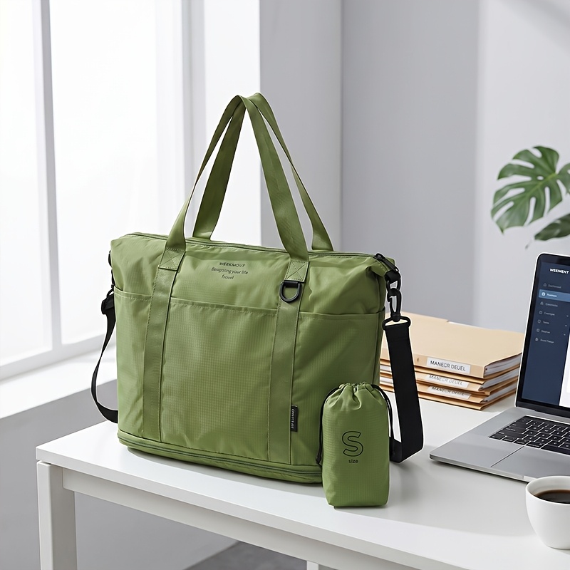 TEMU 2-in-1 Travel And Gym Bag With Luggage Sleeve, Foldable Expandable Lightweight Durable Tote For Yoga Pilates Workout