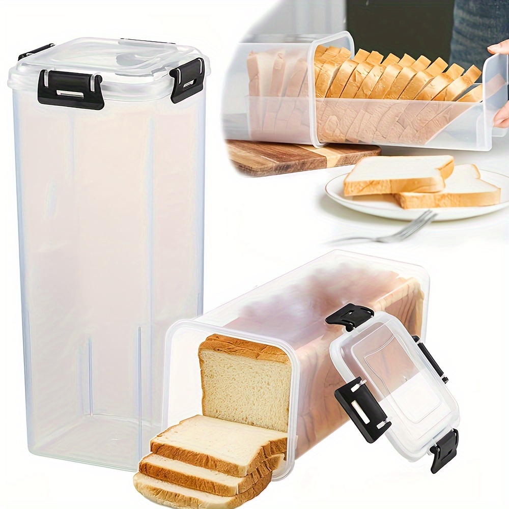 

Set Of 1 Slide-out Kitchen Bread Box With Inner Tray, Rectangular Toast Storage Container With , Plastic Food Preserver, Freezer Safe Square Bread Bin With Filter - Kitchen Accessories