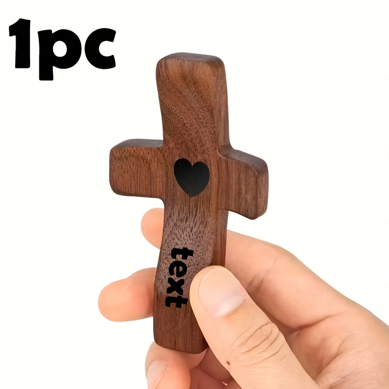 Image of 1pc Flat 2d Personalized Custom Wooden Heart-shaped With Name Or Text, Inspirational Gift Small Wooden , Handheld Pocket , Fingertip Relax Gift For Church Gift Easter Gift, God Is , Inspirational Gift
