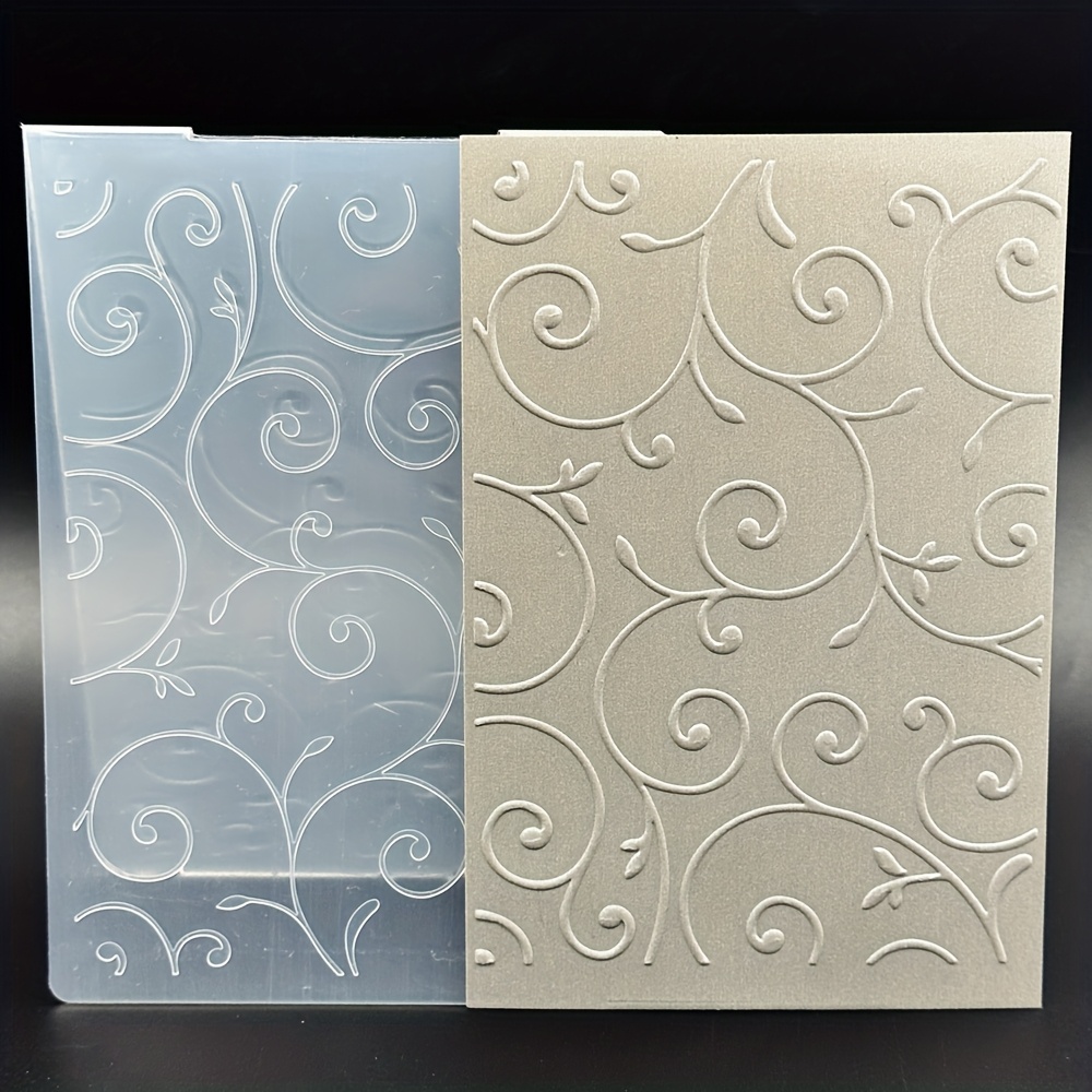 Image of Simple Classic Floral Line Pattern Diy Plastic Embossing Template - 3d Raised Card, Perfect For Occasions And Crafting Cards, Scrapbooks, Gift Tags, And More