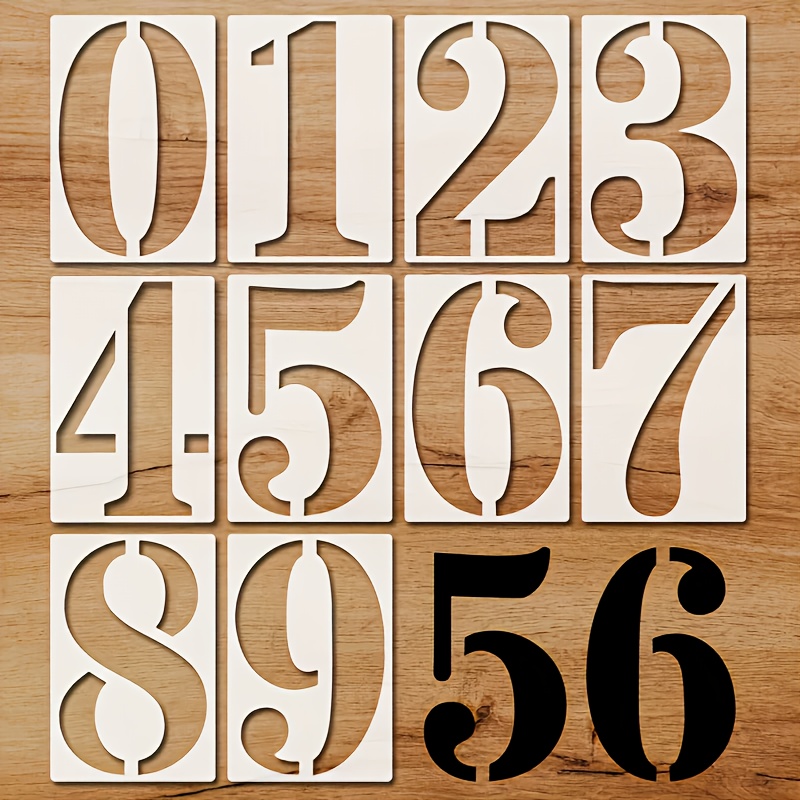 10pcs Number Painting Templates, Reusable 0-9 Address Number Plastic Stencils For Road, Wall, Wood, Mailbox, Door Number Signs