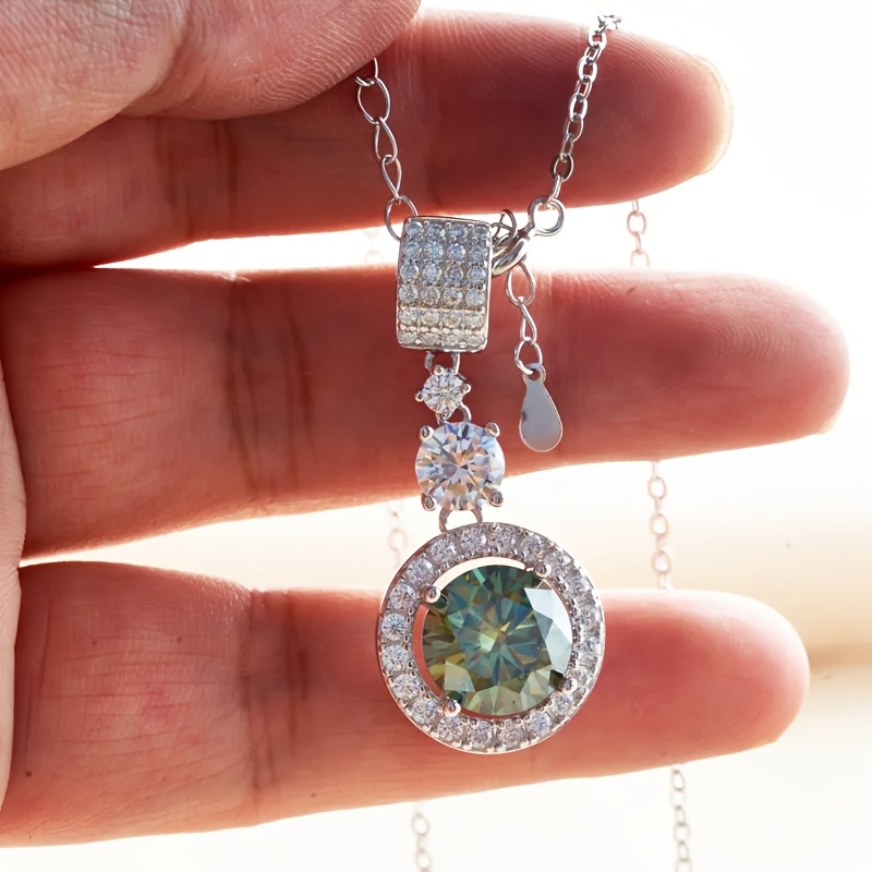 5 Carat Round Moissanite Pendant Necklace — 925 Sterling Silver