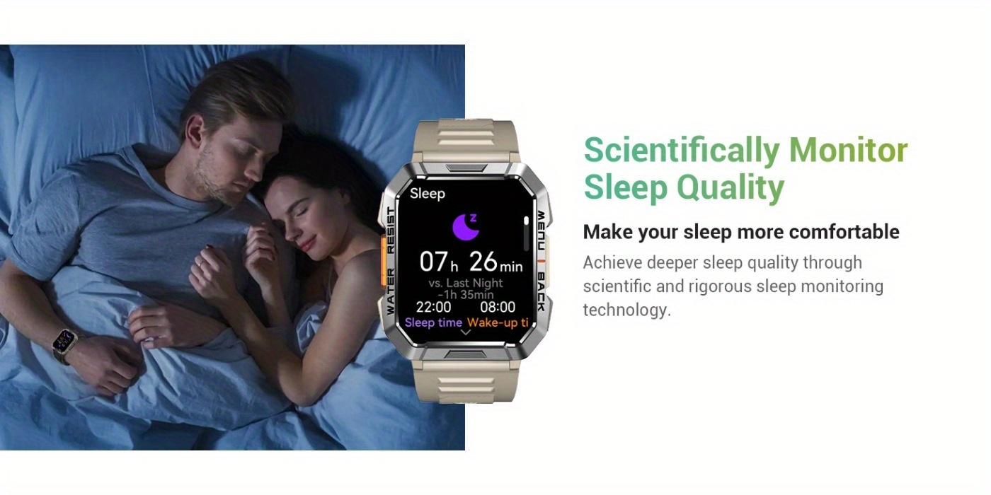 Montre intelligente pour homme avec suivi de la qualité du sommeil nocturne, batterie 900mAh, appels sans fil, chronomètre et minuterie, torche et boussole intégrées, écran HD 2.01 pouces, suivi du cycle menstruel féminin, calculateur de dépense calorique, plus de 100 modes sportifs, suivi d'activité physique, deux s interchangeables, cadeau idéal pour la famille.