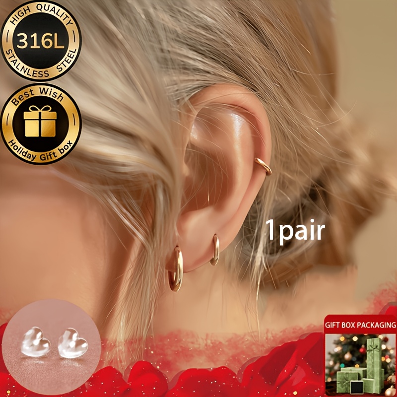 Casual Easy Golden Small Hoop Earrings, Low Allergy, Fashionable And Minimalist, Suitable For , Valentine's Day And Christmas Gift