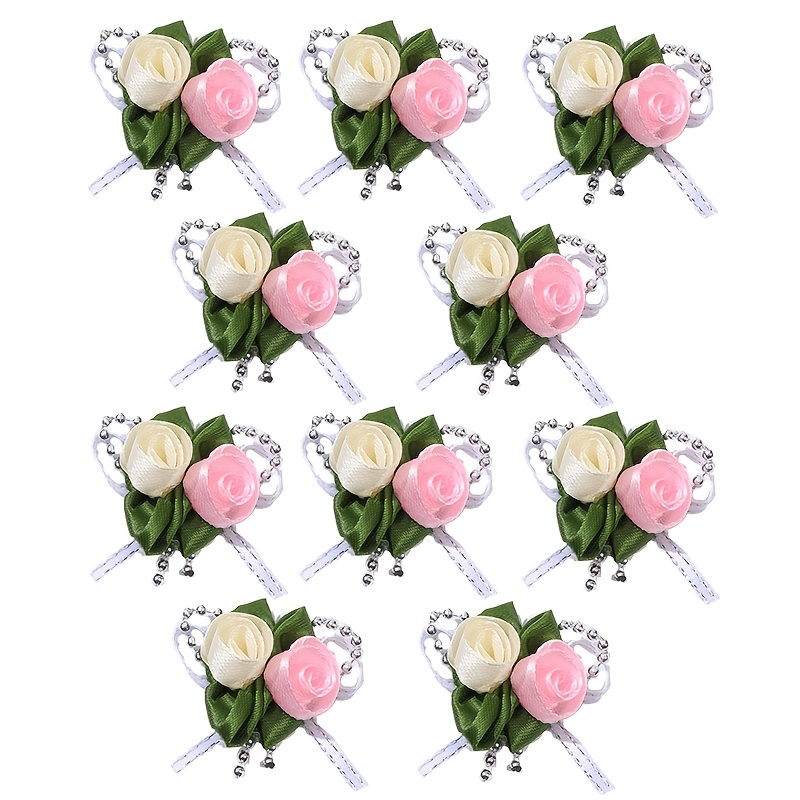 TEMU 10pcs/pack Gift Packaging Bow, Golden And Silver Beads, Ribbon, Clothing, Home Textile Decoration, Mini Ribbon Bow Gift Box, Wedding Candy Box