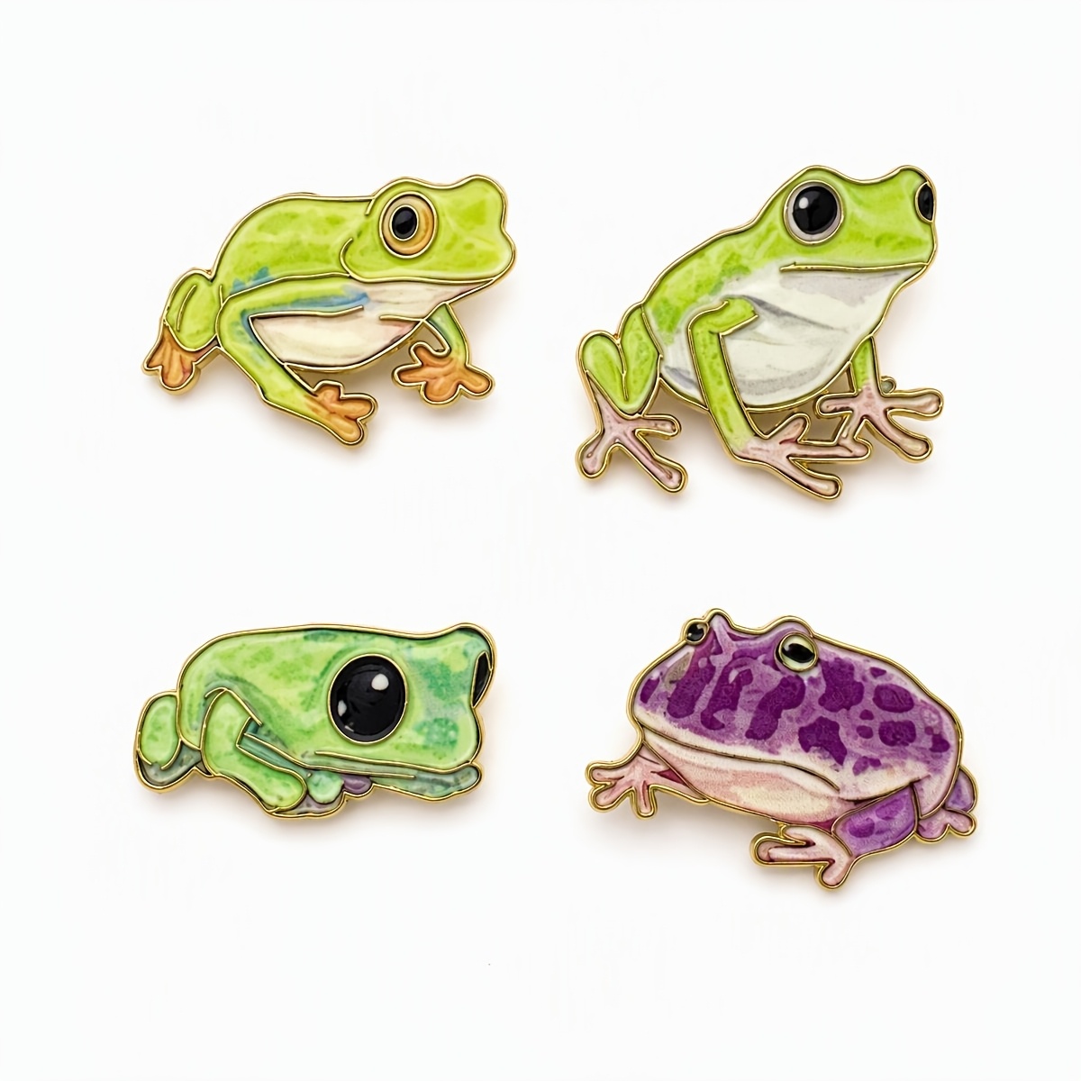 TEMU 4pcs/set Frogs Enamel Pin Color Blocking Fashion Decorative Badge Ornaments Lapel Bag Badges Gifts