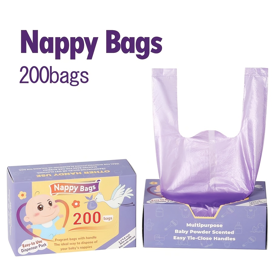 Image of 100/200pcs Scented Diaper Disposal Bags, Portable Thickened Vest-style Diaper Wastebasket Bags, Pe Diaper Trash Bags With Scented Liner For Diapers, Nursery And Small Trash