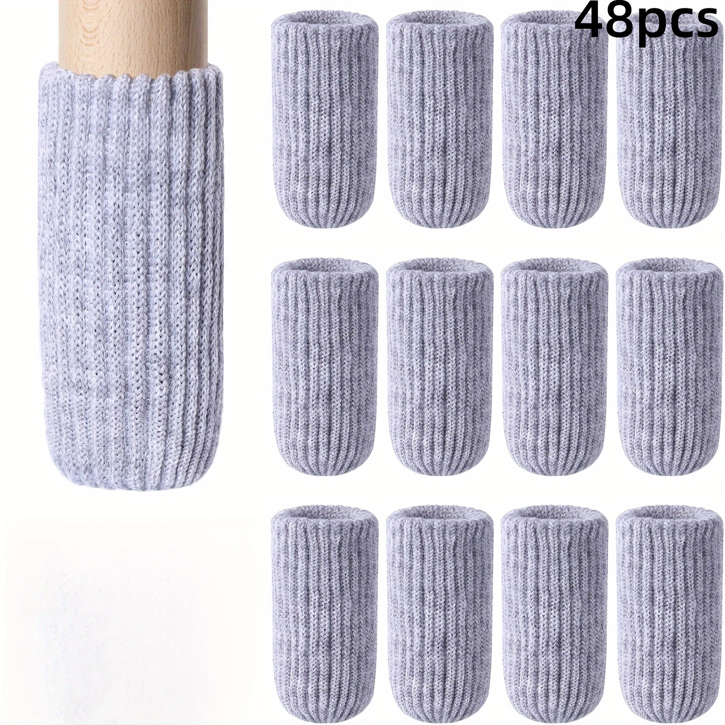 TEMU 48 Pezzi Calzini per Gambe di Mobili - Protezioni per Pavimenti per Gambe di Sedie in Maglia ad Elasticit�, Set di Coperture per Gambe di Sedie