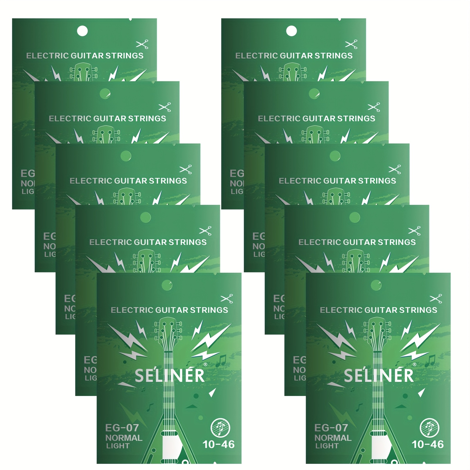 TEMU Seliner 10-pack, 6 Strings Per Set, Gauge 0.23-1.27mm, Eg Practice Series, Nickel-plated Steel, 6-string Guitar Instrument