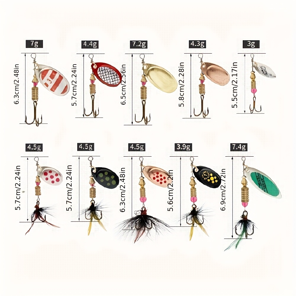16-Piece Fishing Lures Kit - Inline Spinner Baits With Feathered Hooks For Trout, Bass & Salmon