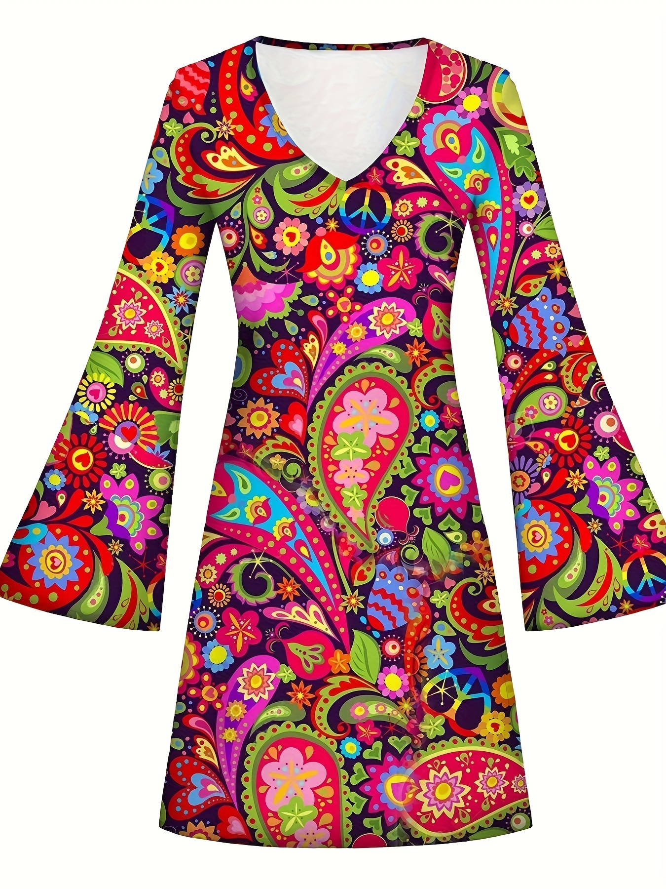slim fit dress slacks Butterfly Bell Sleeve Maxi Dress  Silk Boho Fairy Dress | 70s Inspired | Orange or Pink Paisley