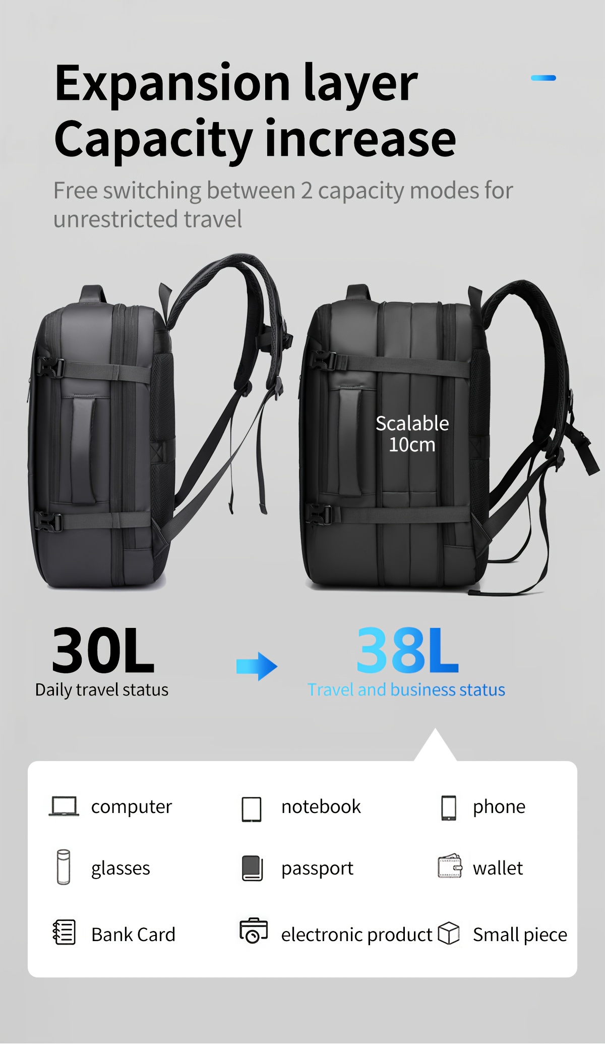 Mochila unisex WEIXIER, bolsa de viaje, bolso de mano, mochila unisex, bolsa para portátil, gran capacidad, función deportiva, mochila abierta a 180°, bolsa de equipaje para fines de semana, bolsa de negocios, bolsa de viaje de negocios, mochila escolar, expansible, compartimento independiente para computadora, adecuada para viajes escolares y de negocios, regalo para amigos y familiares.