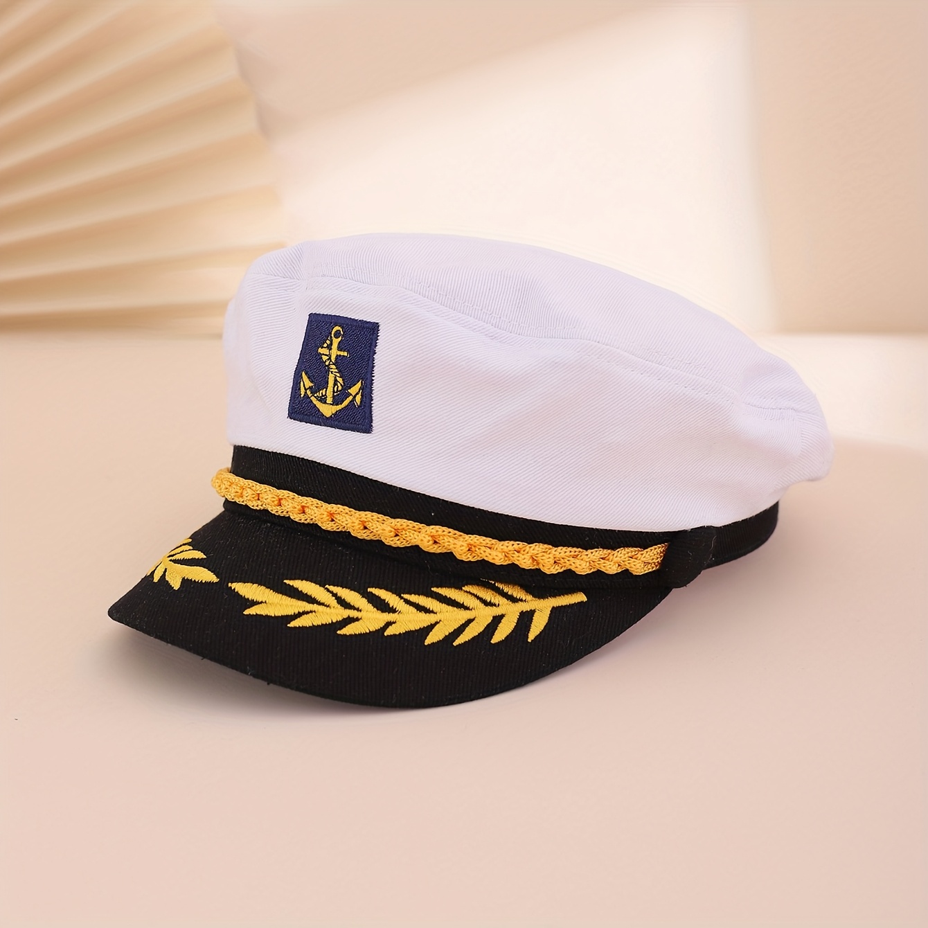 TEMU European And White Sailor Hat With Embroidered Wheat And Braided Cord, Suitable For Role-playing