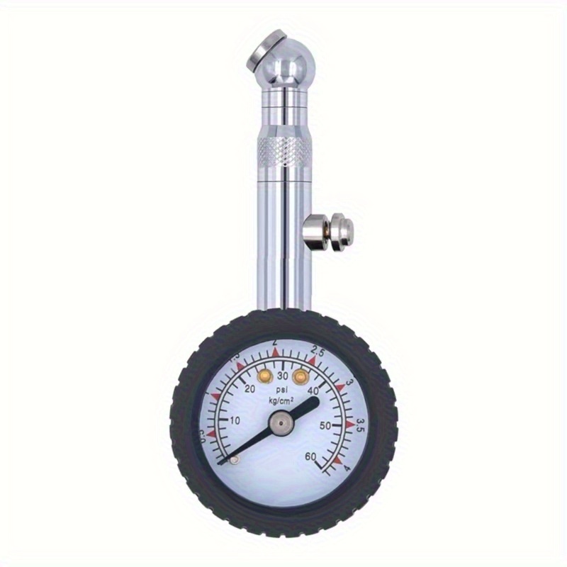 TEMU Portable Metal Truck Bike Tyre Tire Air Pressure Gauge Dial Meter 0 - 60 Psi Auto Motor Universal Gadget Car Additions
