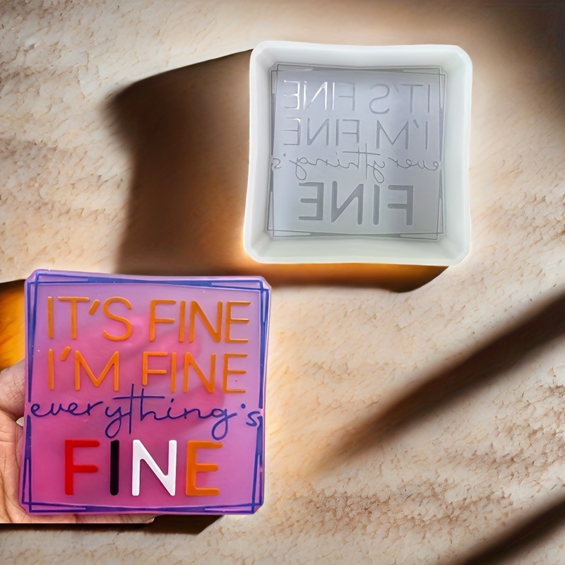 

1pc "it's Fine I'm Fine Everything's Fine" Silicone Resin Casting Mold For Car Air Freshener, Soap, Candle, Scented Beads - Irregular Shape Mold For Diy Crafts And Home Decor