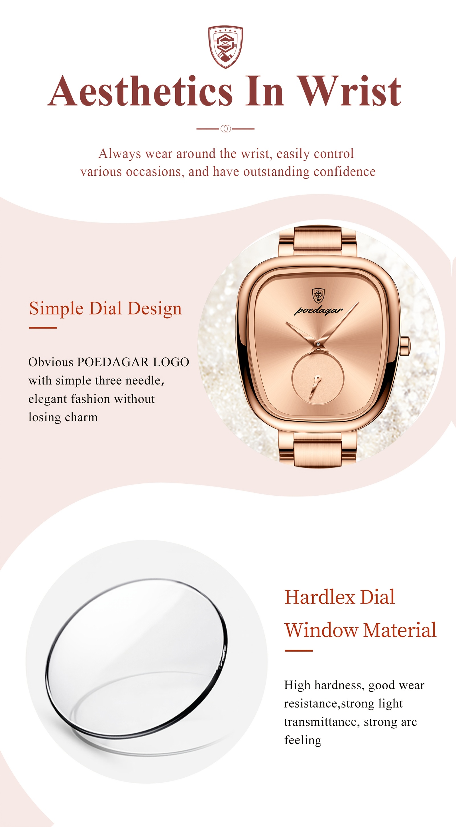 POEDAGAR Elegant Korean Style Ladies Wrist Watch, Square Alloy Case, Stainless Steel Band, Digital Display, 3ATM, Quartz Movement, Non-rechargeable Button Battery