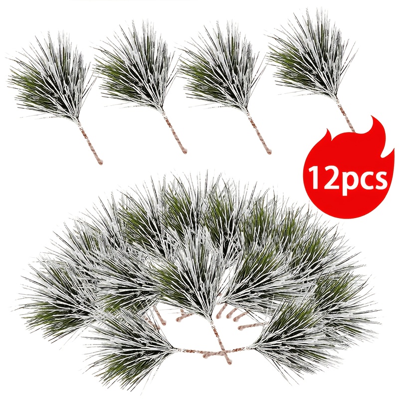 TEMU 12pcs Artificial Cedar Pine Needle Twigs, Small Branches For Christmas Wreath Decoration And Home Holiday Garden Decor, Festive Atmosphere