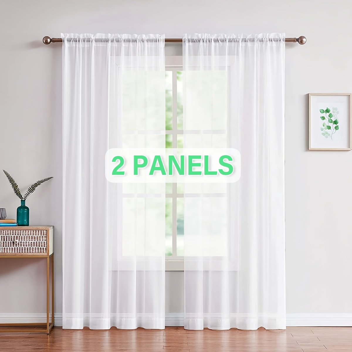 Curtains 2 Panels Set, Rod Pocket Sheer Drapes, Light Weight Curtains For Living Room And Bedroom Derocation, 2pcs