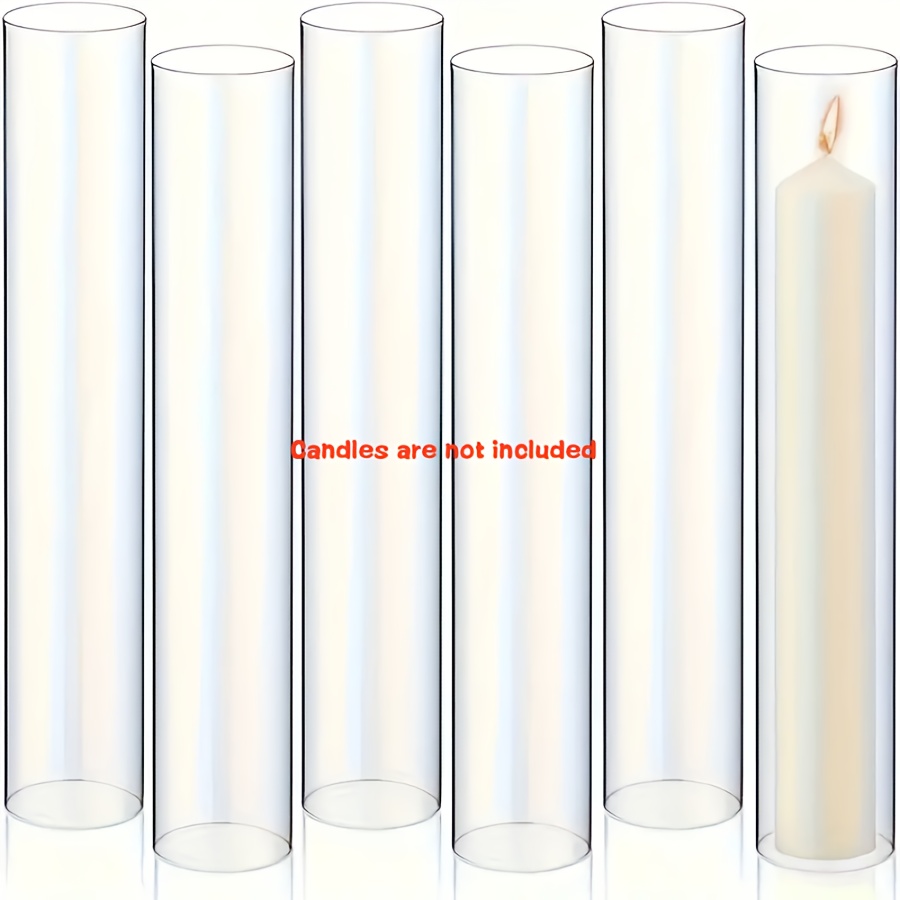 E-shop 6er-Set -Form Kerzenhalter, Offene Transparente Glaszylinder-Kerzenhalter, Kerzenhalter ohne Sockel, Transparentes Glas, Geeignet für