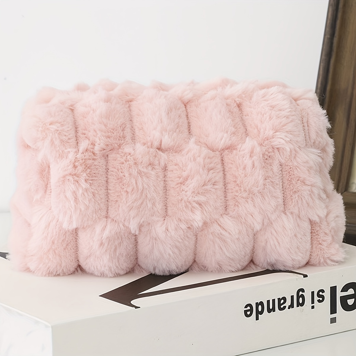 Large Capacity Plush Makeup Bag Portable Storage Bag Toiletry Bag Home Storage Soft Bag 1pc