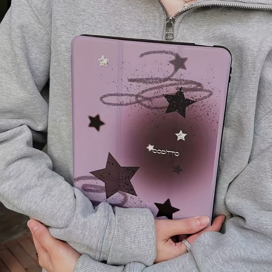 

Starry Night Dark Purple Acrylic Tablet Case With Foldable Stand For Ipad 10.9", 10.2", Air 5th Gen, Pro 11", 10th, 9.7" - Lightweight & Durable