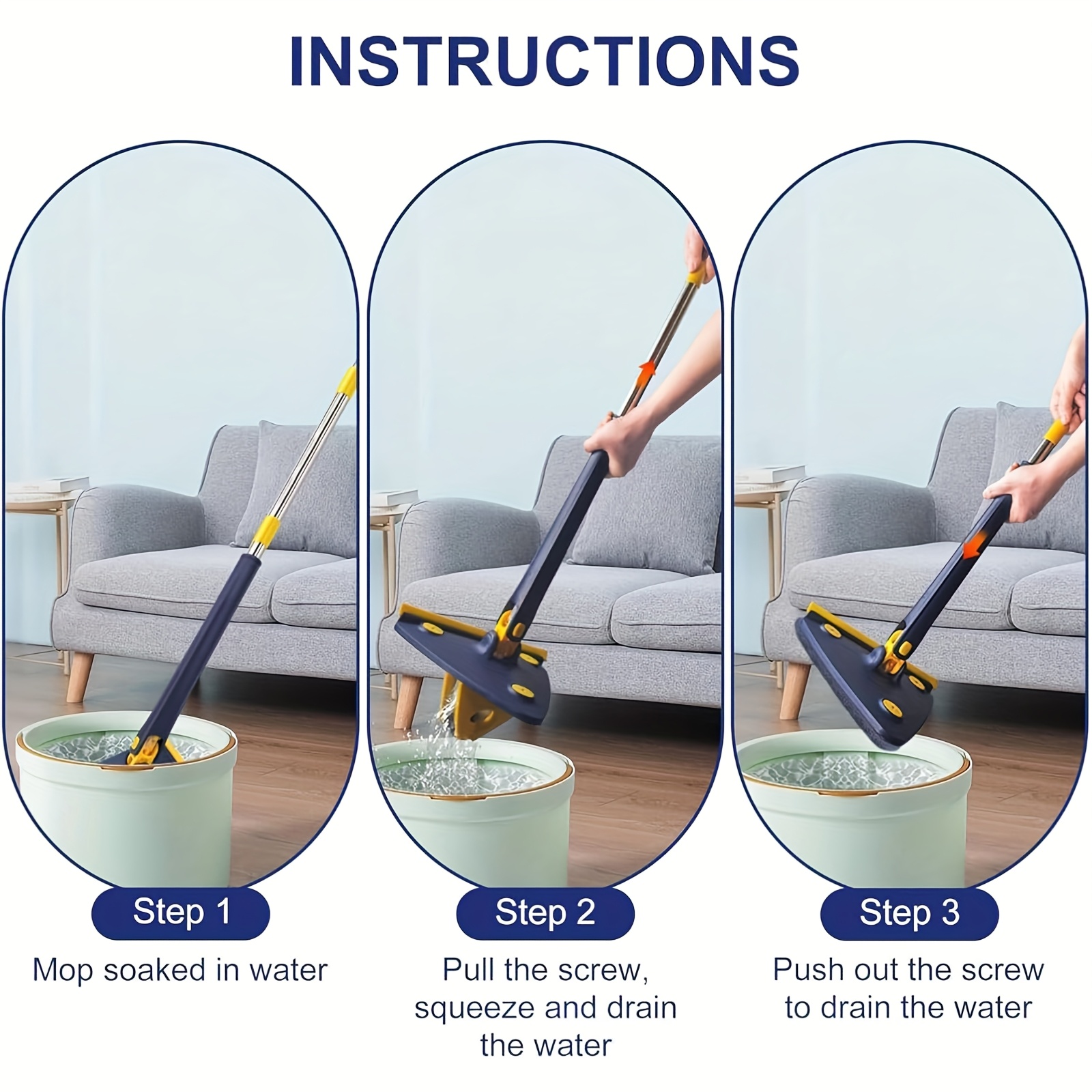 1 set upattend mop 360 swivel adjustable cleaning mop bedpan mop     swab for   wall cleaning duster with long handle ceiling cleaner with long handle Product details 5