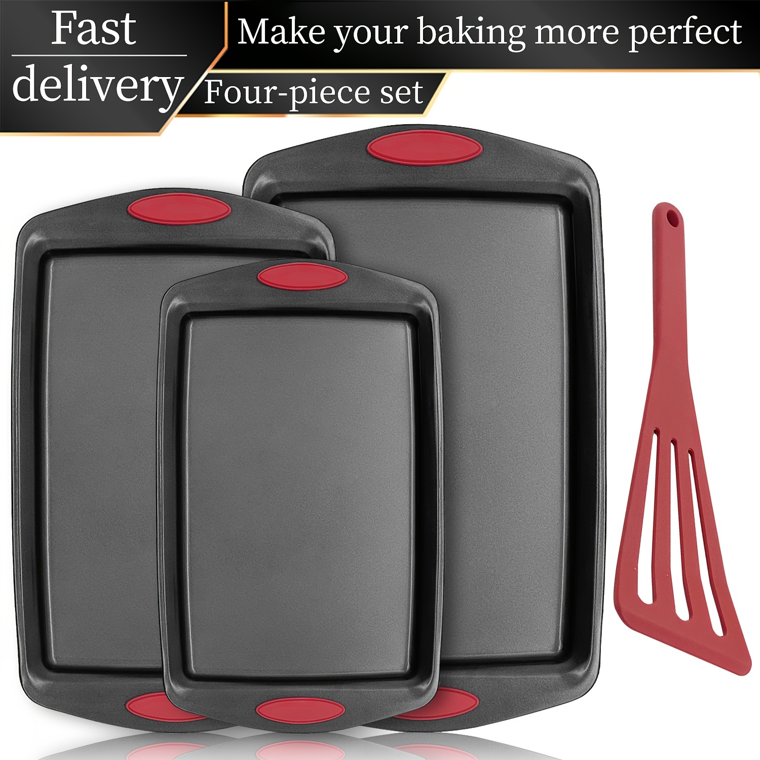 TEMU 4pcs Kitchen Oven Baking Pan Set - High Quality Stylish Steel, Commercial Grade Metal Baking Pans Including Large, Medium And Small Pans For