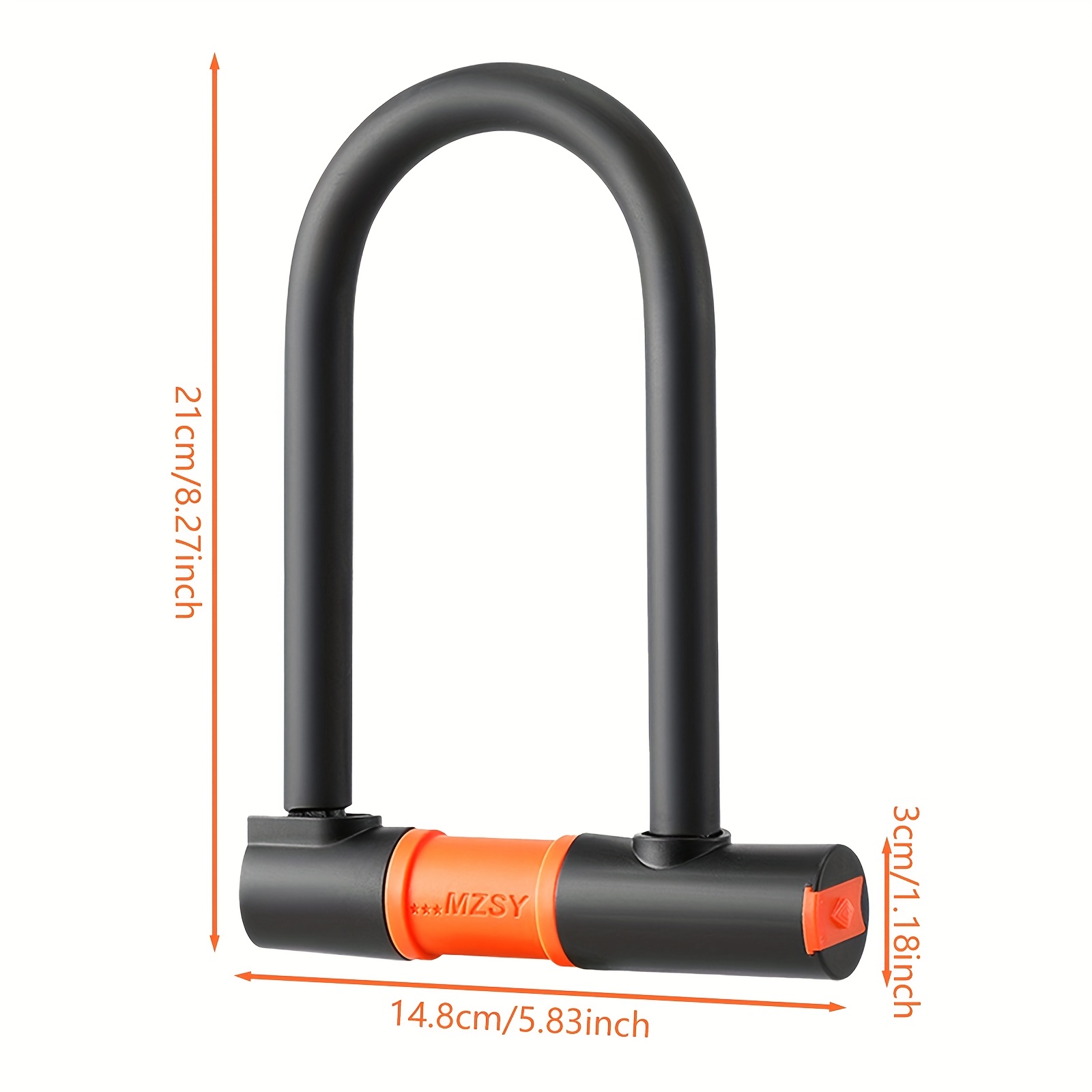 Heavy-Duty Titanium Alloy for Bicycle Anti-Hydraulic Anti-Theft  Design Operation, Mixed Color (Black/Orange) with Keys Included,