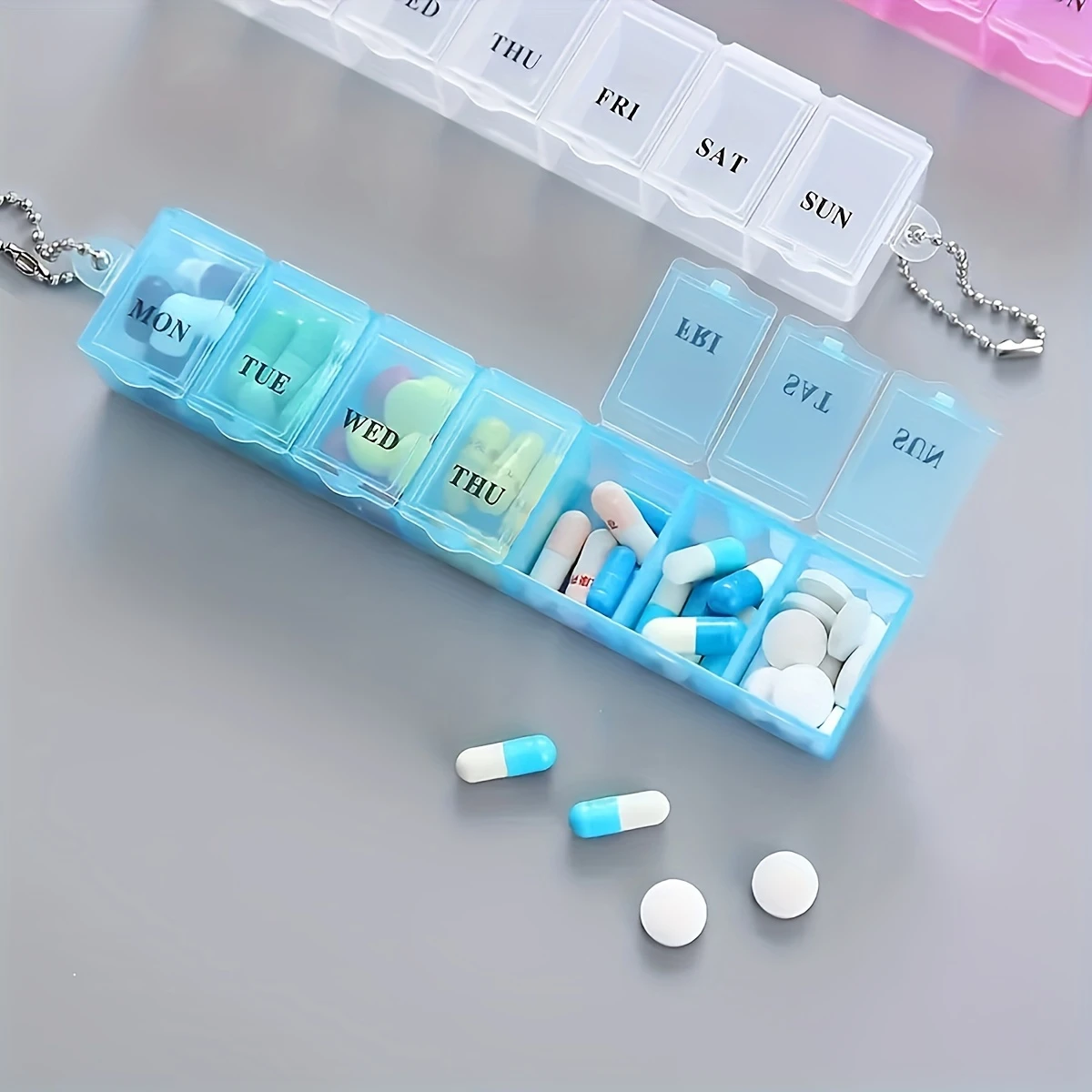 1 шт., органайзер для таблеток, 3 цвета, аптечка для таблеток на 7 дней, еженедельный держатель для планшетов, органайзер для хранения, контейнер для таблеток, разветвители для коробок для таблеток подробные сведения 2