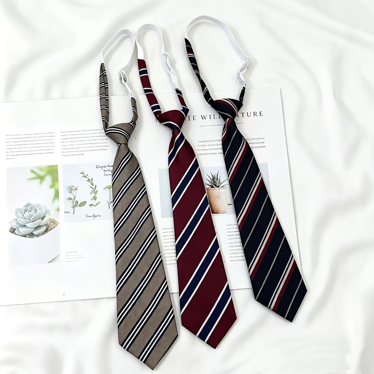TEMU Cravates pour femmes, ensemble de 3 cravates de style preppy, pratiques à transporter, adaptées à diverses occasions et fêtes, cravates Jk