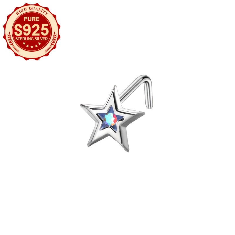 Women's Iridescent Five-Pointed Star Nose Stud, Cute Design