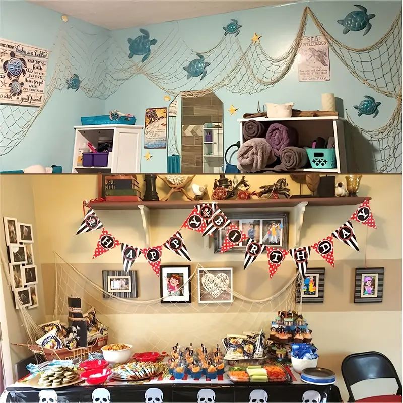 Decorazione Rete Da Pesca Per Parete - 1.5x2m, Con Accessori Nautici - Tema Mare Per Camera E Feste - Foto 6