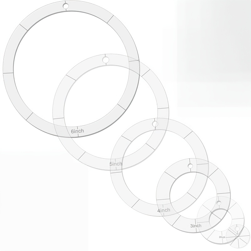 TEMU 6pcs Round Quilted Acrylic Templates, Transparent Round Sewing Templates, Acrylic Rulers, Suitable For Quilting Craft Decoration, Scrapbooking