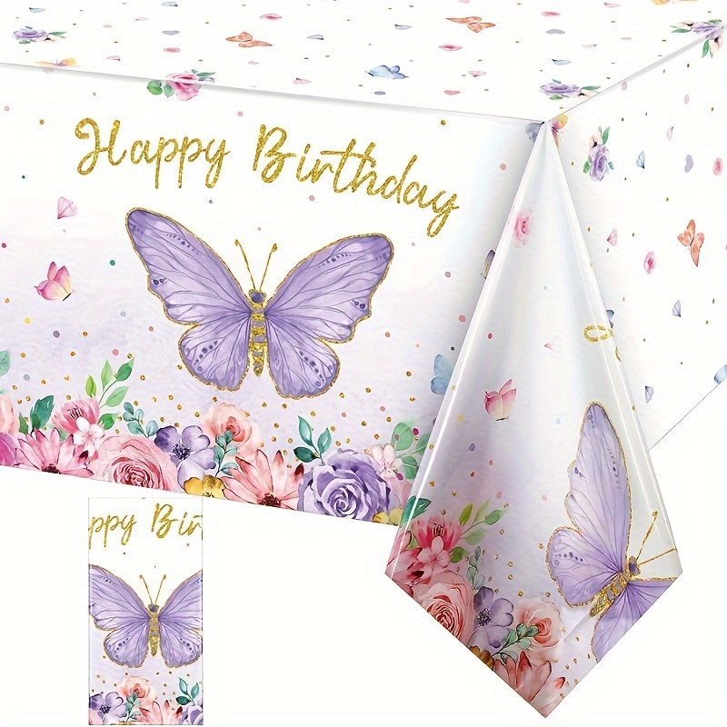 

Purple Butterfly Disposable Tablecloth - Waterproof, Rectangular Party & Birthday Decor